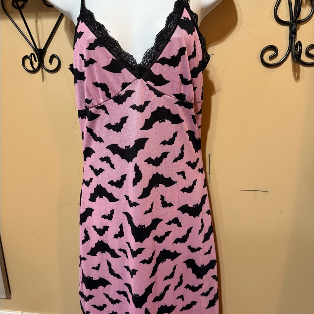 Pink and Black Bat Print Nightgown